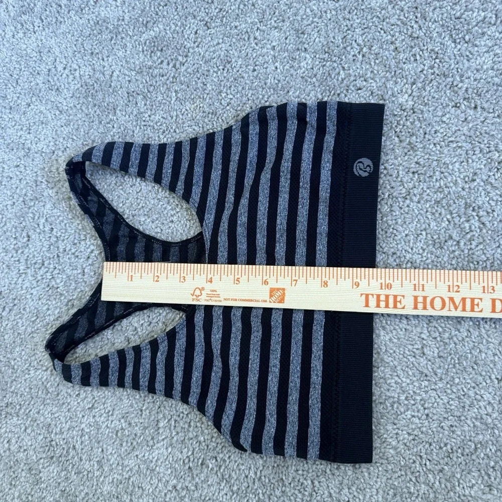 Black and Grey Striped Bally Sports‎ Bra No Cup Inserts Size S